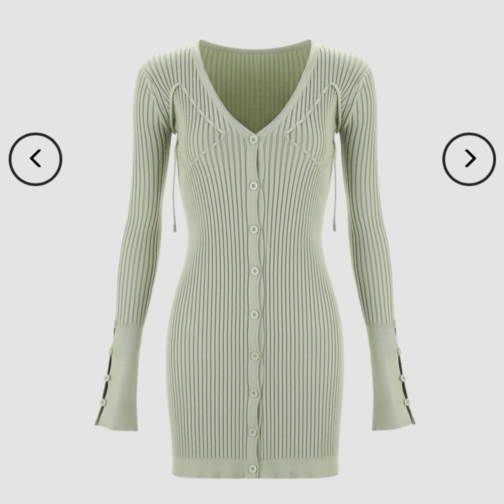 [SOLD] Shop Cider Ribbed Knit Dress in Sage Green